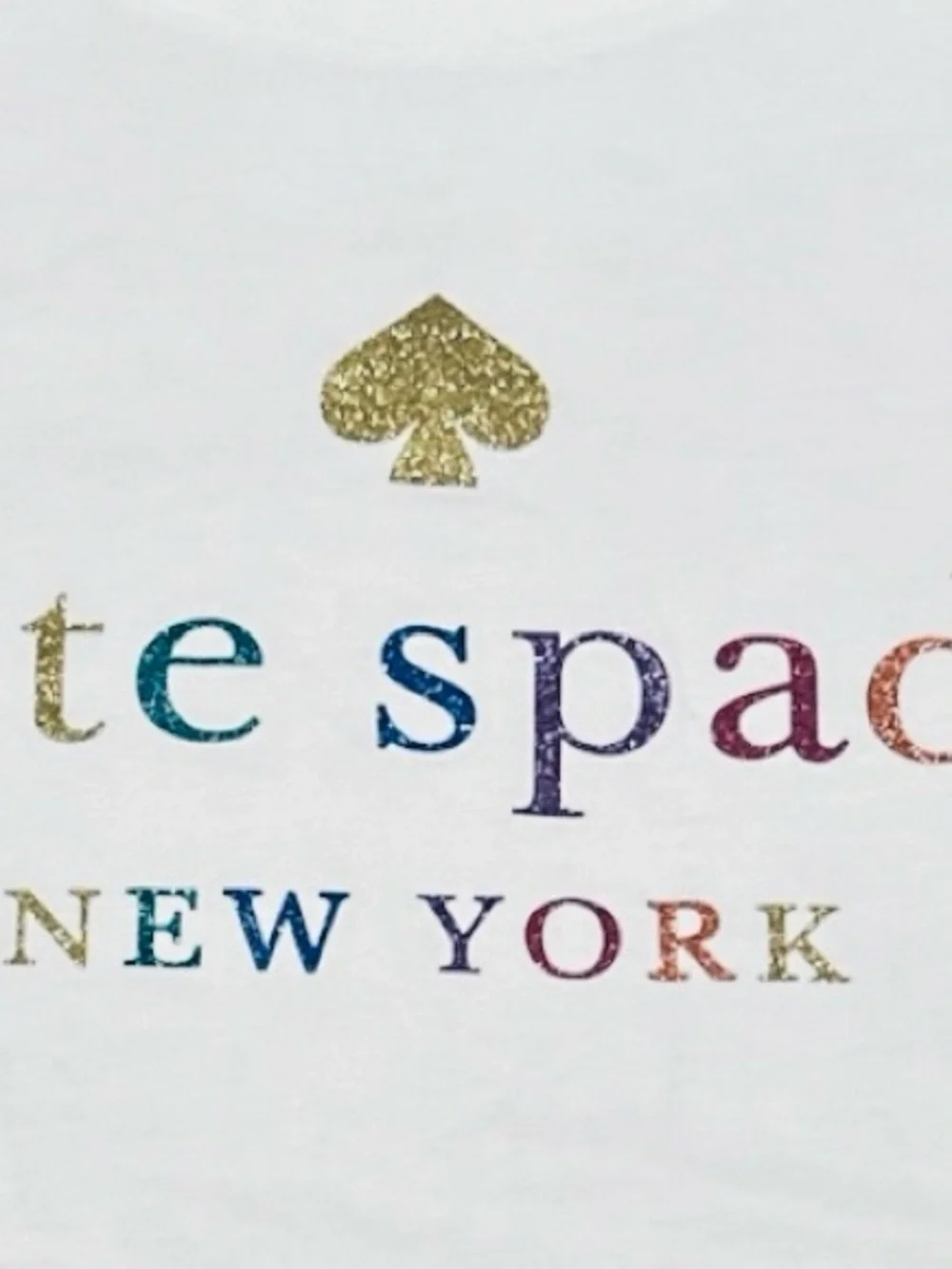 Kate Spade white sparkly colorful letters spellout rainbow PRIDE t-shirt top XS